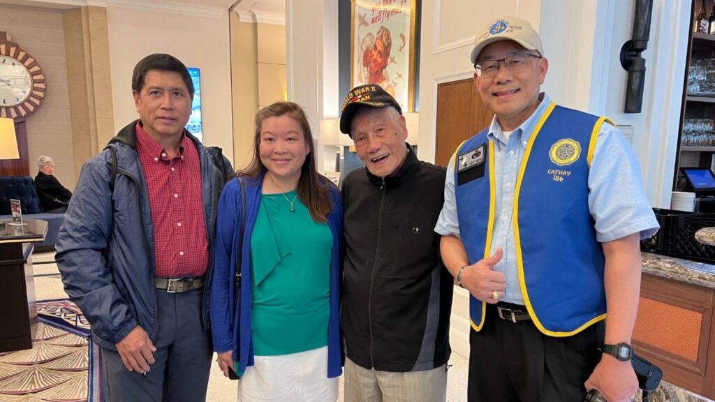 Ricky and Grace Leo with living Chinese American WWII veteran and photographer Kent Wong