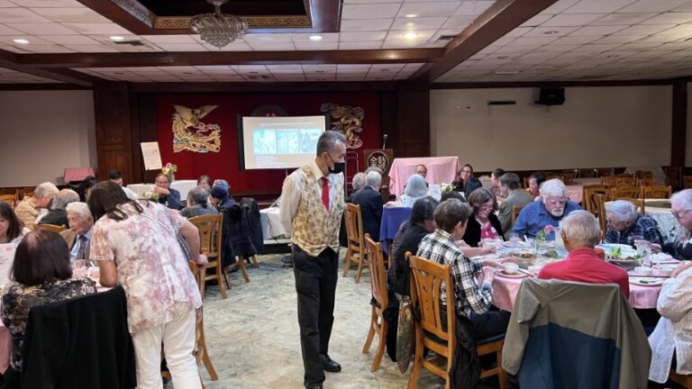View of the dining room with one of our waiters.