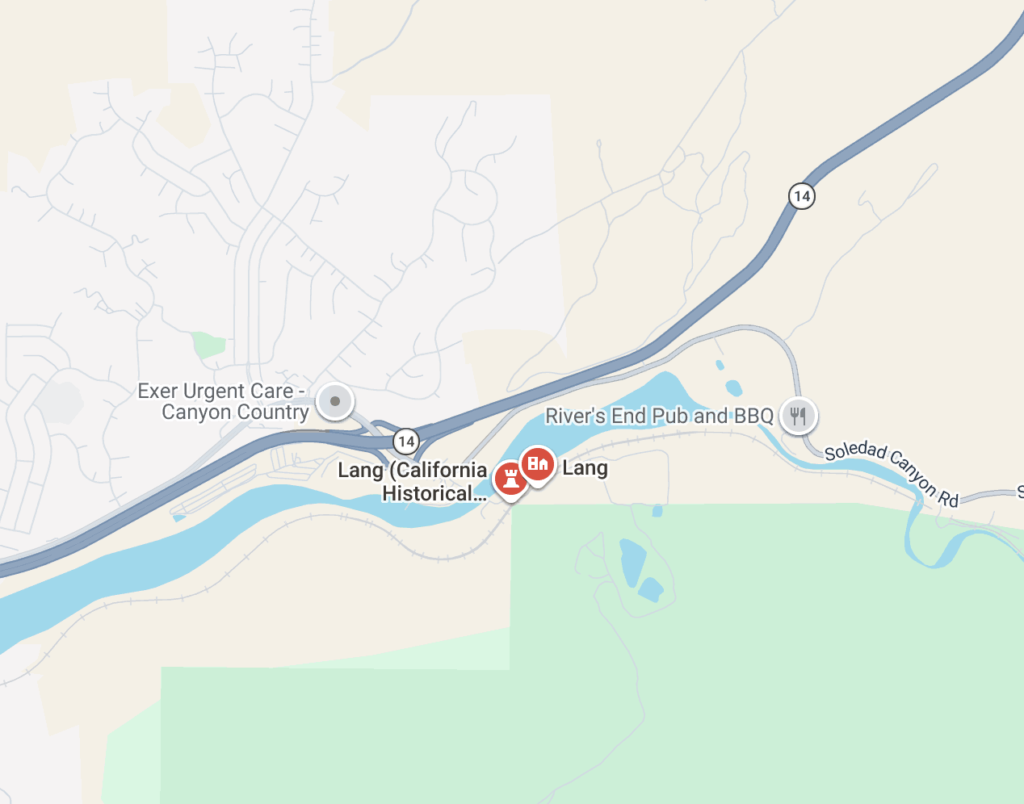 Lang Station location - Hwy 14 Soledad Canyon Rd offramp